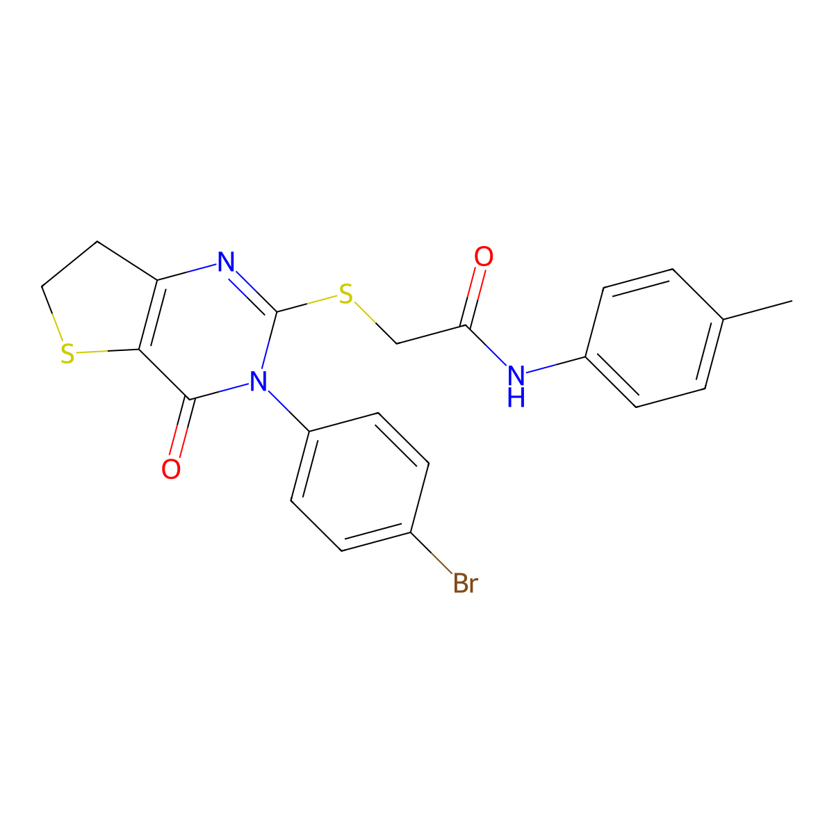 2-[[3-(4-bromophenyl)-4-oxo-6,7-dihydrothieno[3,2-d]pyrimidin-2-yl]sulfanyl]-N-(4-methylphenyl)acetamide molecular structure, CAS 687566-14-9