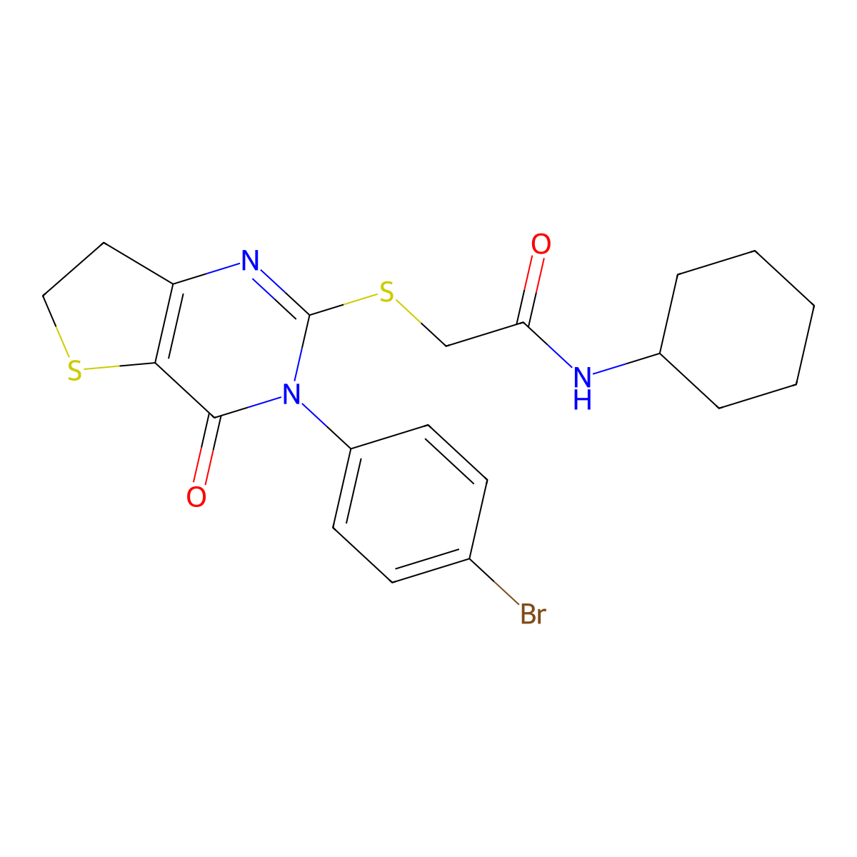 2-[[3-(4-bromophenyl)-4-oxo-6,7-dihydrothieno[3,2-d]pyrimidin-2-yl]sulfanyl]-N-cyclohexylacetamide molecular structure, CAS 687566-19-4