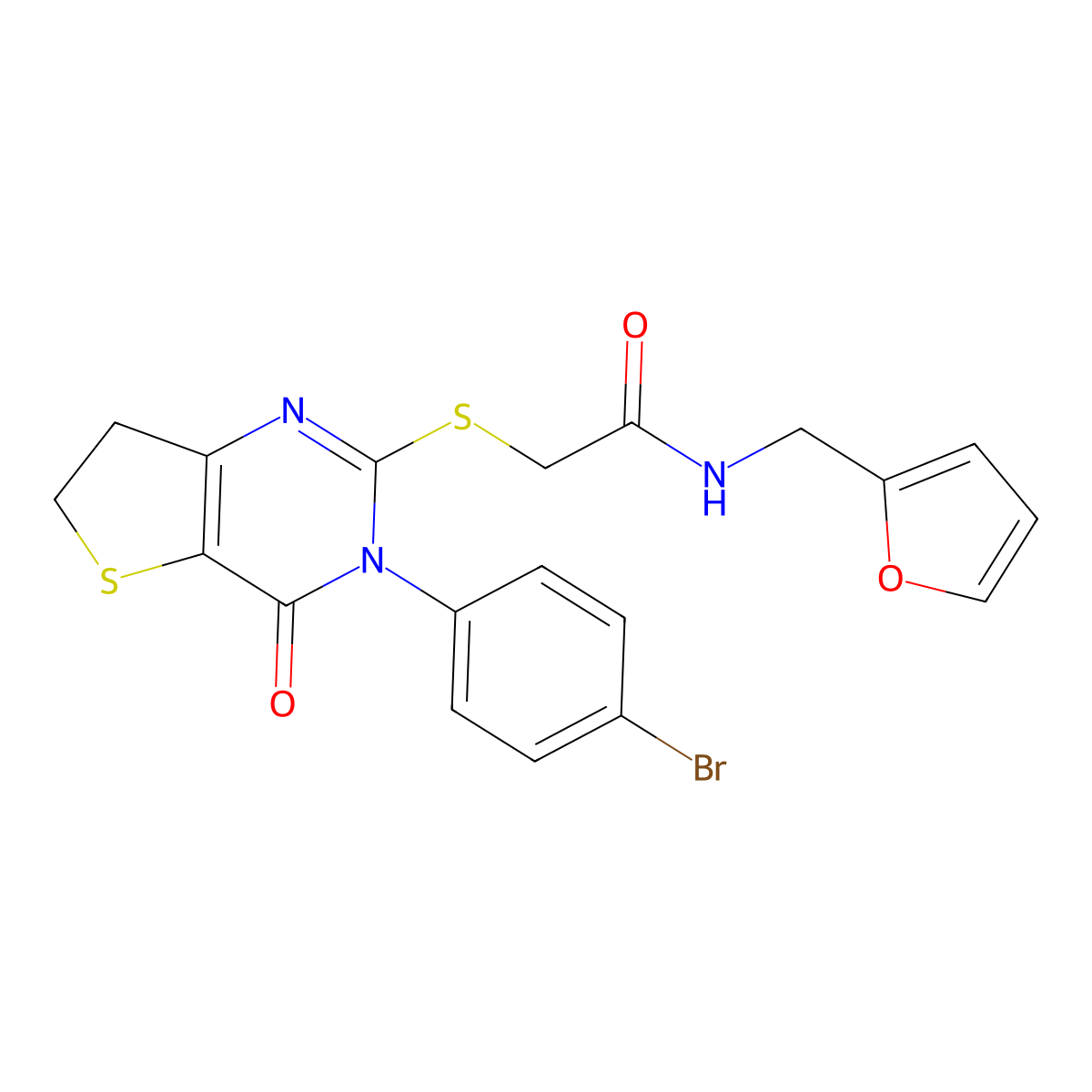 2-((3-(4-bromophenyl)-4-oxo-3,4,6,7-tetrahydrothieno[3,2-d]pyrimidin-2-yl)thio)-N-(furan-2-ylmethyl)acetamide molecular structure, CAS 687566-24-1