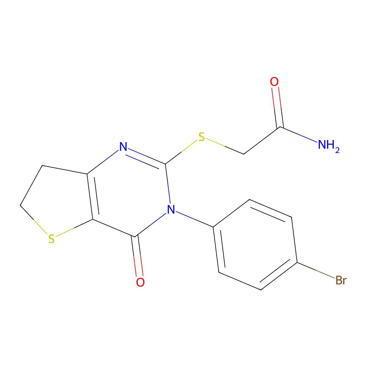 2-[[3-(4-Bromophenyl)-4-oxo-6,7-dihydrothieno[3,2-d]pyrimidin-2-yl]sulfanyl]acetamide molecular structure, CAS 687566-34-3