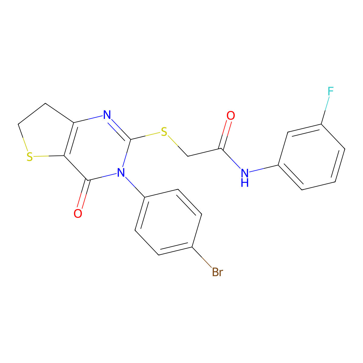 2-[[3-(4-bromophenyl)-4-oxo-6,7-dihydrothieno[3,2-d]pyrimidin-2-yl]sulfanyl]-N-(3-fluorophenyl)acetamide molecular structure, CAS 687566-39-8