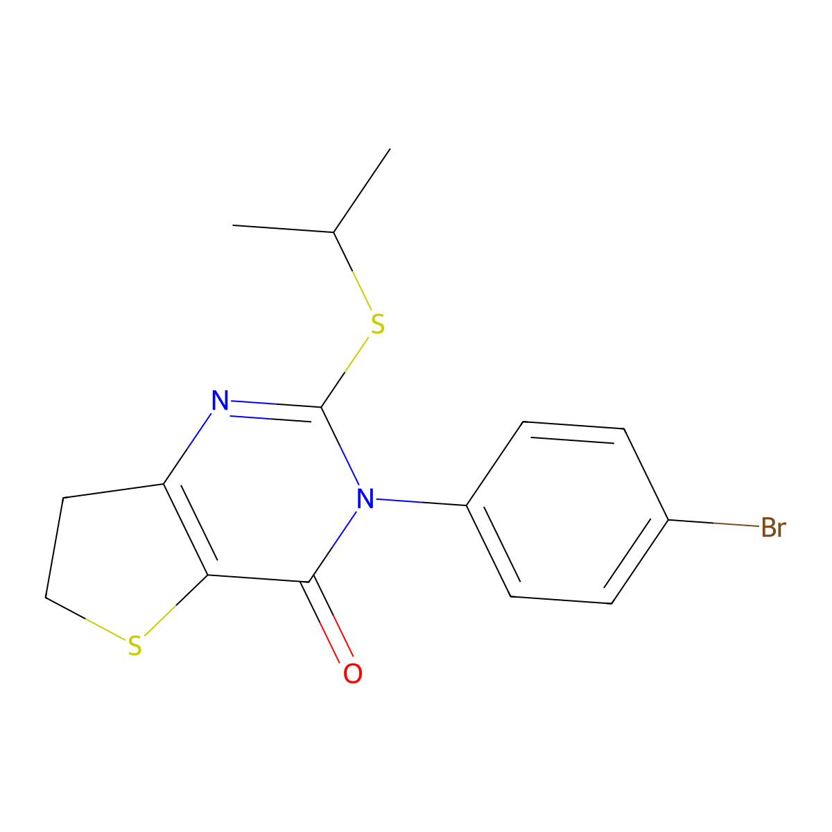 3-(4-Bromophenyl)-2-propan-2-ylsulfanyl-6,7-dihydrothieno[3,2-d]pyrimidin-4-one molecular structure, CAS 687566-64-9