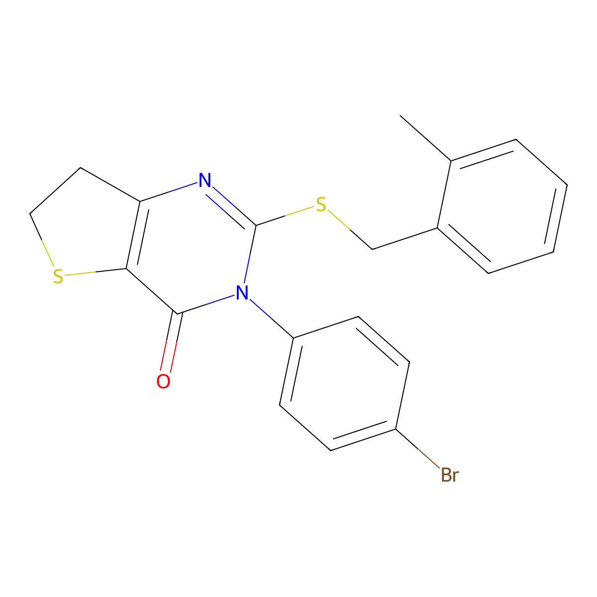 3-(4-bromophenyl)-2-((2-methylbenzyl)thio)-6,7-dihydrothieno[3,2-d]pyrimidin-4(3H)-one molecular structure, CAS 687566-84-3