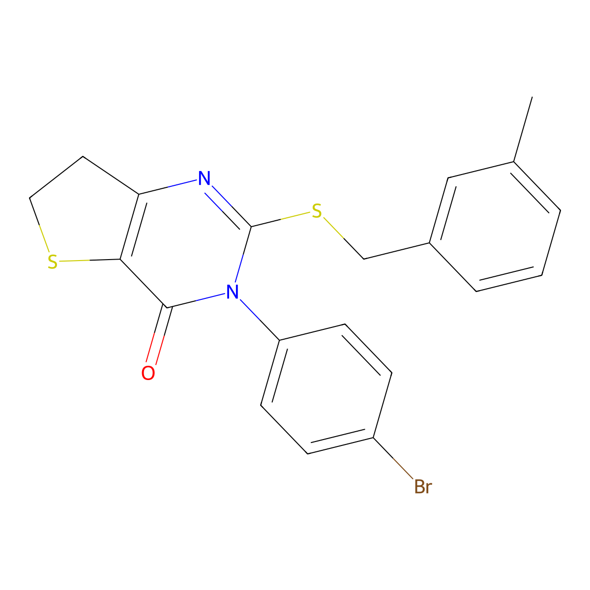 3-(4-bromophenyl)-2-((3-methylbenzyl)thio)-6,7-dihydrothieno[3,2-d]pyrimidin-4(3H)-one molecular structure, CAS 687566-94-5