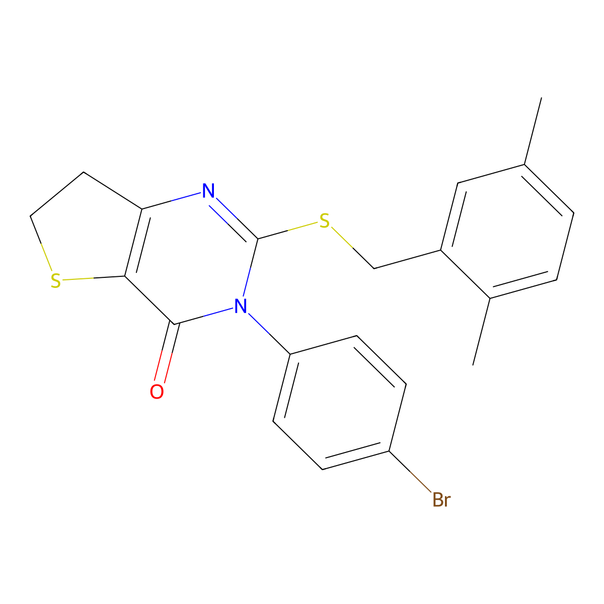 3-(4-bromophenyl)-2-((2,5-dimethylbenzyl)thio)-6,7-dihydrothieno[3,2-d]pyrimidin-4(3H)-one molecular structure, CAS 687566-99-0