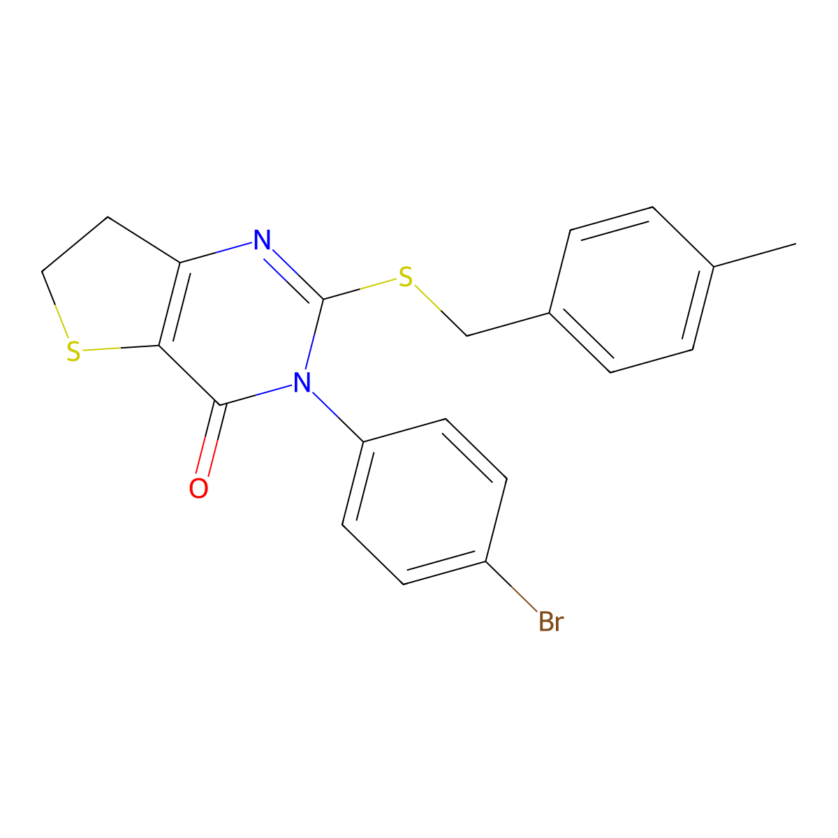 3-(4-bromophenyl)-2-((4-methylbenzyl)thio)-6,7-dihydrothieno[3,2-d]pyrimidin-4(3H)-one molecular structure, CAS 687567-04-0