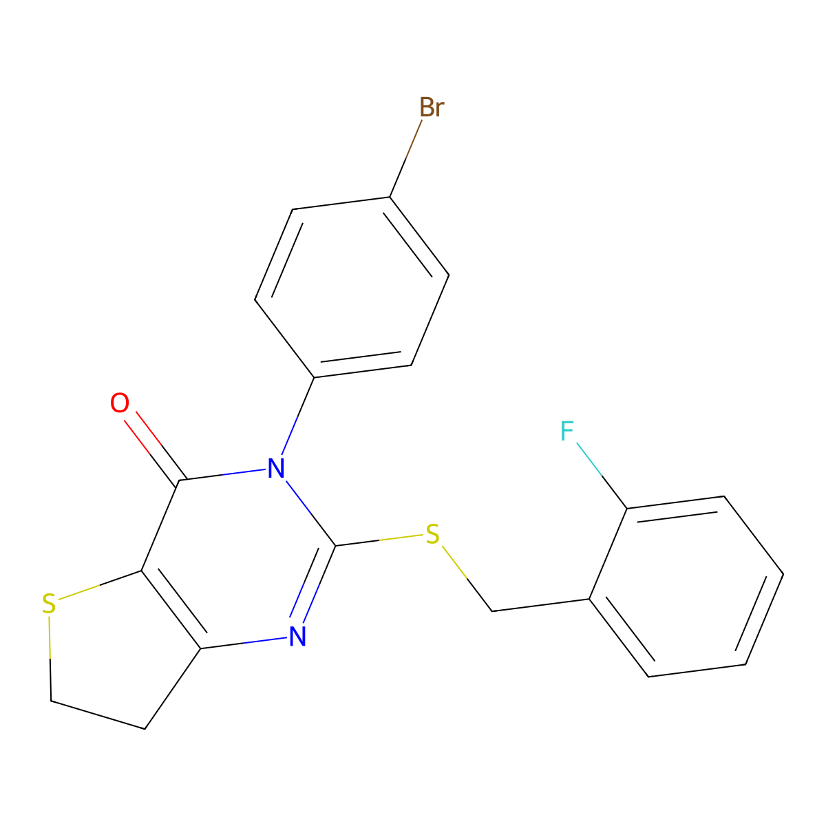 3-(4-bromophenyl)-2-((2-fluorobenzyl)thio)-6,7-dihydrothieno[3,2-d]pyrimidin-4(3H)-one molecular structure, CAS 687567-24-4