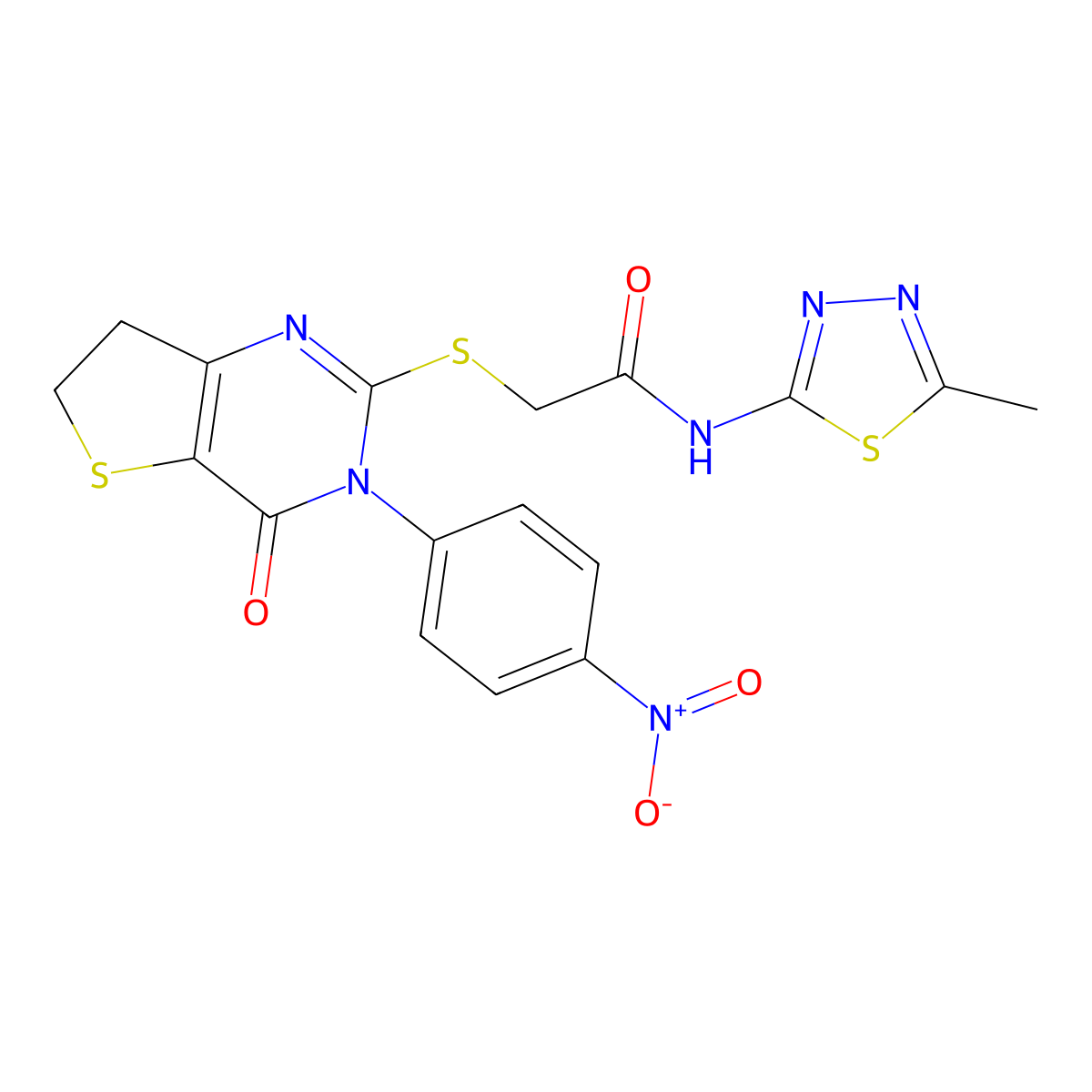 N-(5-methyl-1,3,4-thiadiazol-2-yl)-2-[[3-(4-nitrophenyl)-4-oxo-6,7-dihydrothieno[3,2-d]pyrimidin-2-yl]sulfanyl]acetamide molecular structure, CAS 687567-89-1