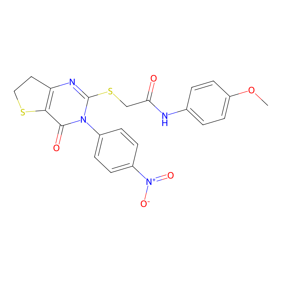 N-(4-methoxyphenyl)-2-[[3-(4-nitrophenyl)-4-oxo-6,7-dihydrothieno[3,2-d]pyrimidin-2-yl]sulfanyl]acetamide molecular structure, CAS 687568-04-3