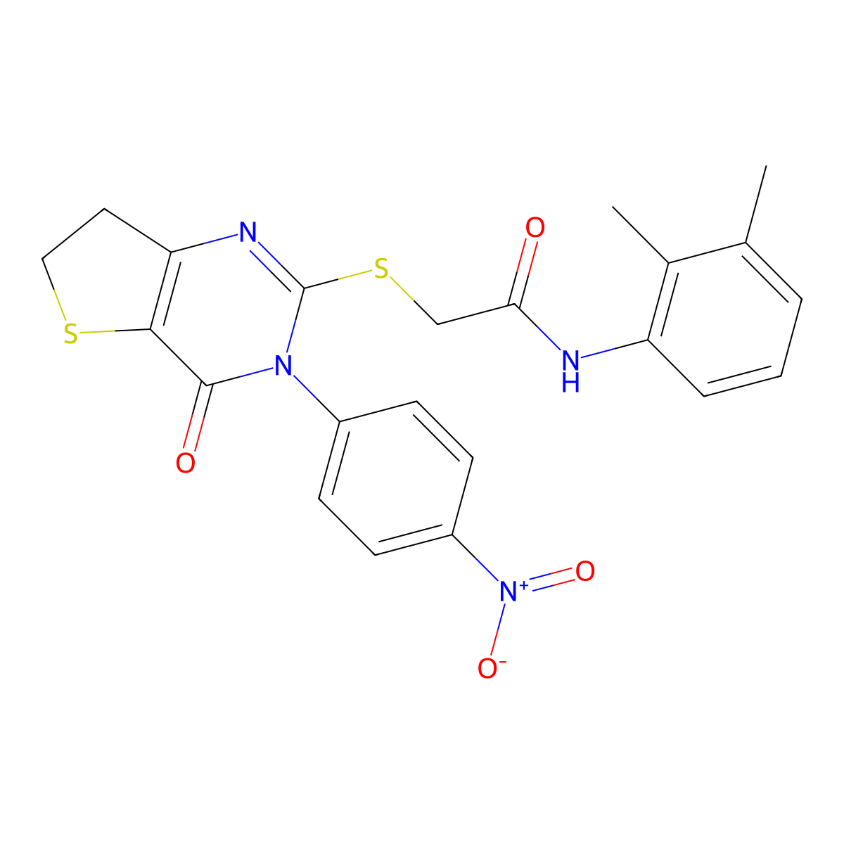 N-(2,3-dimethylphenyl)-2-[[3-(4-nitrophenyl)-4-oxo-6,7-dihydrothieno[3,2-d]pyrimidin-2-yl]sulfanyl]acetamide molecular structure, CAS 687568-24-7
