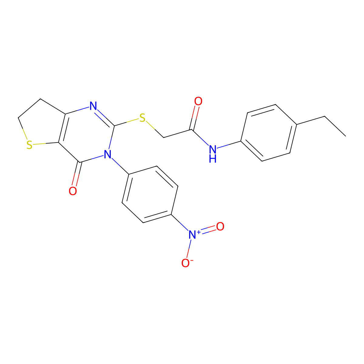 N-(4-ethylphenyl)-2-[[3-(4-nitrophenyl)-4-oxo-6,7-dihydrothieno[3,2-d]pyrimidin-2-yl]sulfanyl]acetamide molecular structure, CAS 687568-84-9