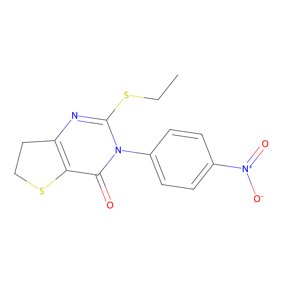 2-(ethylthio)-3-(4-nitrophenyl)-6,7-dihydrothieno[3,2-d]pyrimidin-4(3H)-one molecular structure, CAS 687569-11-5