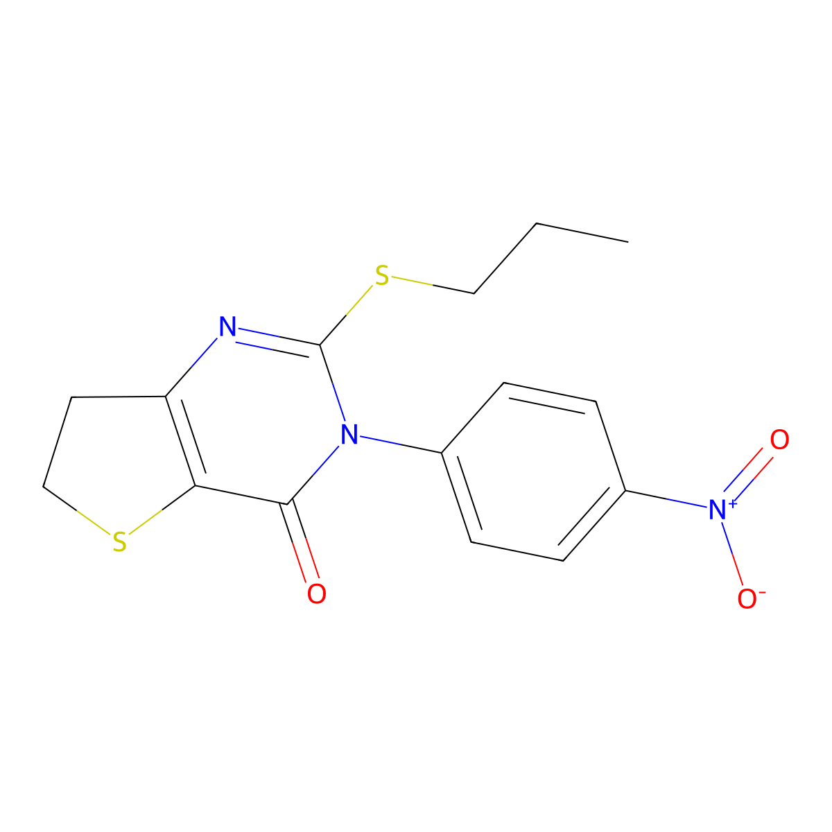 3-(4-Nitrophenyl)-2-propylsulfanyl-6,7-dihydrothieno[3,2-d]pyrimidin-4-one molecular structure, CAS 687569-14-8