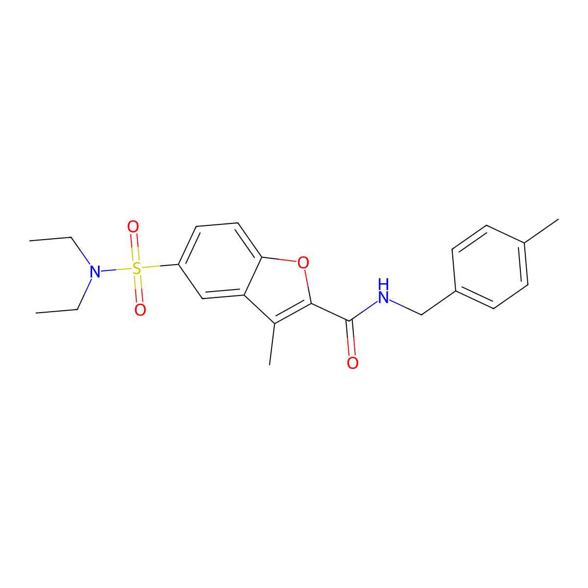 5-(N,N-Diethylsulfamoyl)-3-methyl-N-(4-methylbenzyl)benzofuran-2-carboxamide molecular structure, CAS 687569-15-9