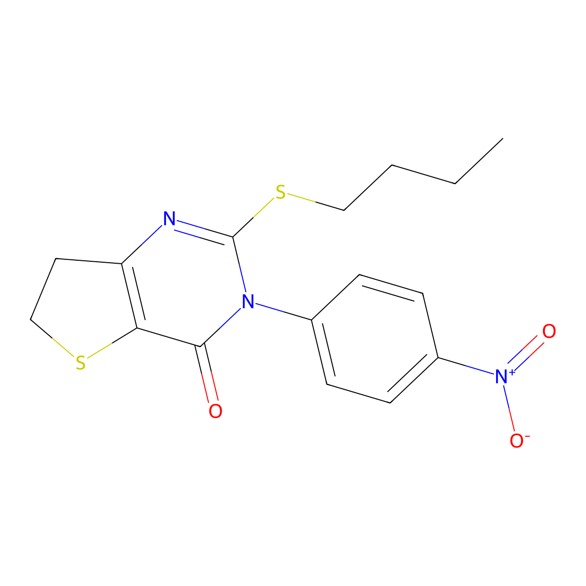 2-Butylsulfanyl-3-(4-nitrophenyl)-6,7-dihydrothieno[3,2-d]pyrimidin-4-one molecular structure, CAS 687569-18-2