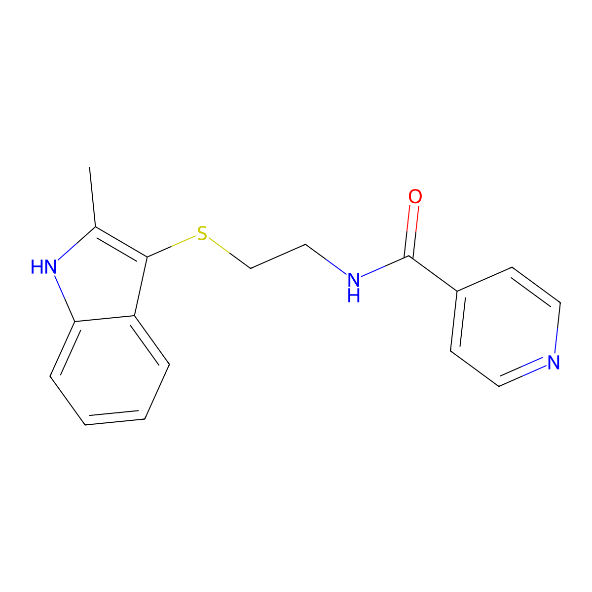 N-(2-((2-methyl-1H-indol-3-yl)thio)ethyl)isonicotinamide molecular structure, CAS 687570-41-8