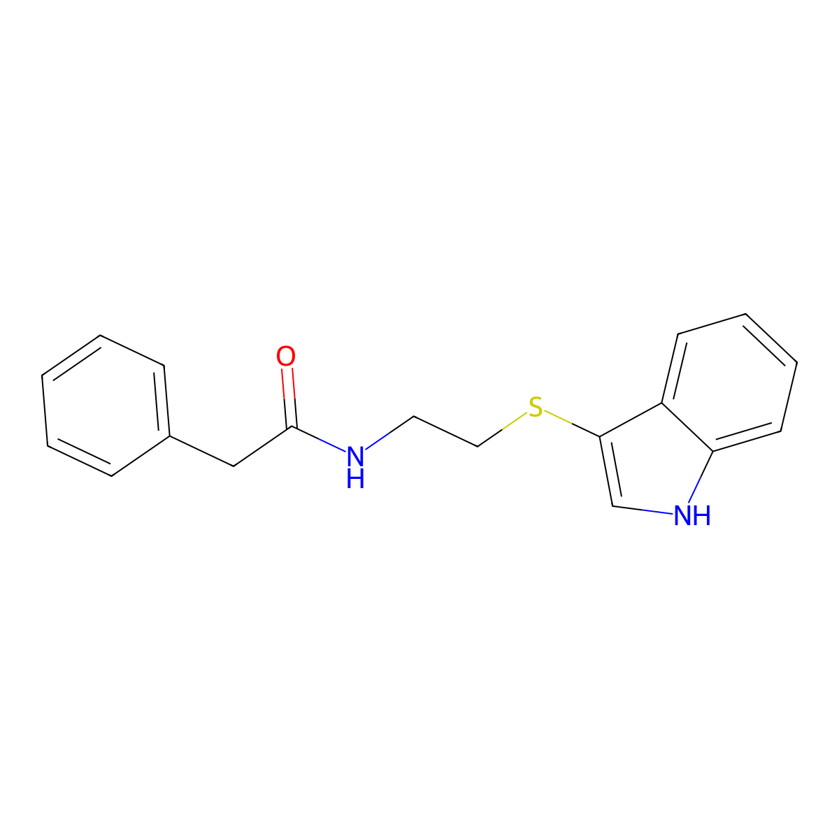 N-[2-(1H-indol-3-ylsulfanyl)ethyl]-2-phenylacetamide molecular structure, CAS 687570-99-6
