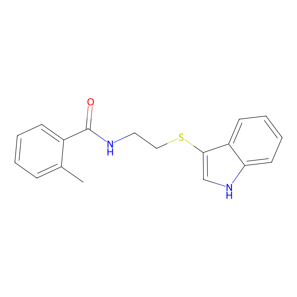 N-[2-(1H-indol-3-ylsulfanyl)ethyl]-2-methylbenzamide molecular structure, CAS 687571-21-7