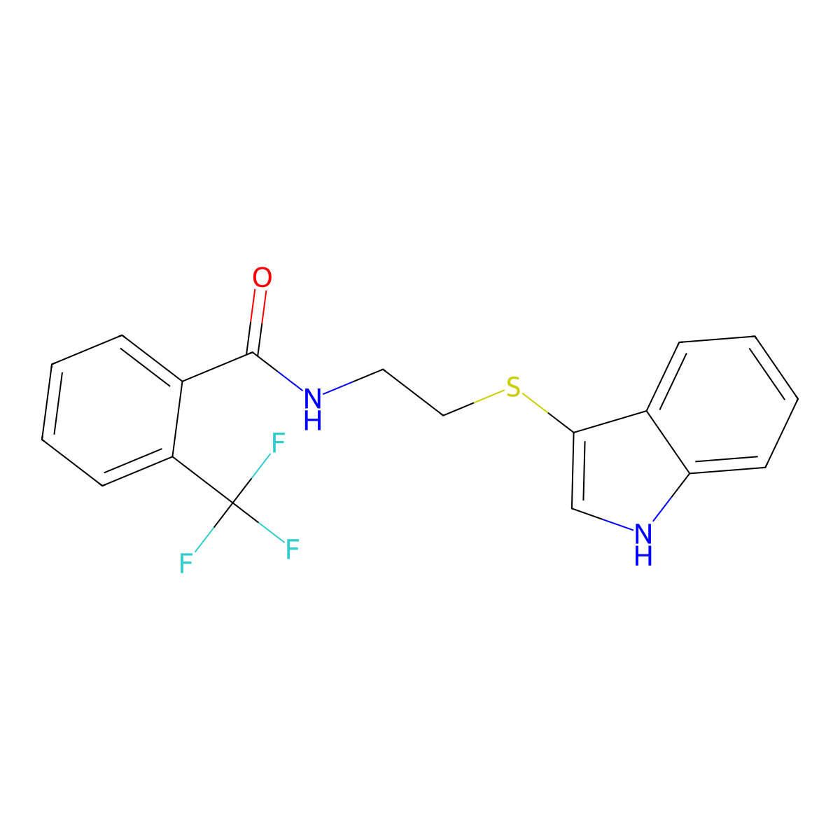 N-[2-(1H-indol-3-ylsulfanyl)ethyl]-2-(trifluoromethyl)benzamide molecular structure, CAS 687571-80-8