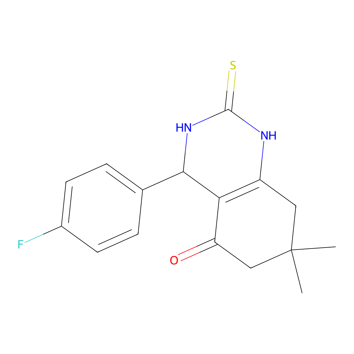 4-(4-fluorophenyl)-7,7-dimethyl-2-thioxo-1,2,3,4,7,8-hexahydroquinazolin-5(6H)-one molecular structure, CAS 687572-44-7