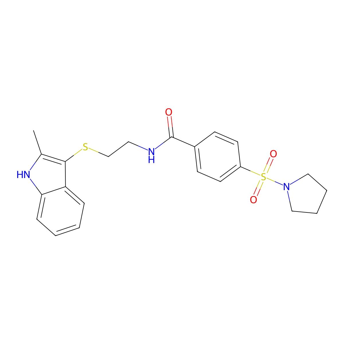N-[2-[(2-methyl-1H-indol-3-yl)sulfanyl]ethyl]-4-pyrrolidin-1-ylsulfonylbenzamide molecular structure, CAS 687574-24-9