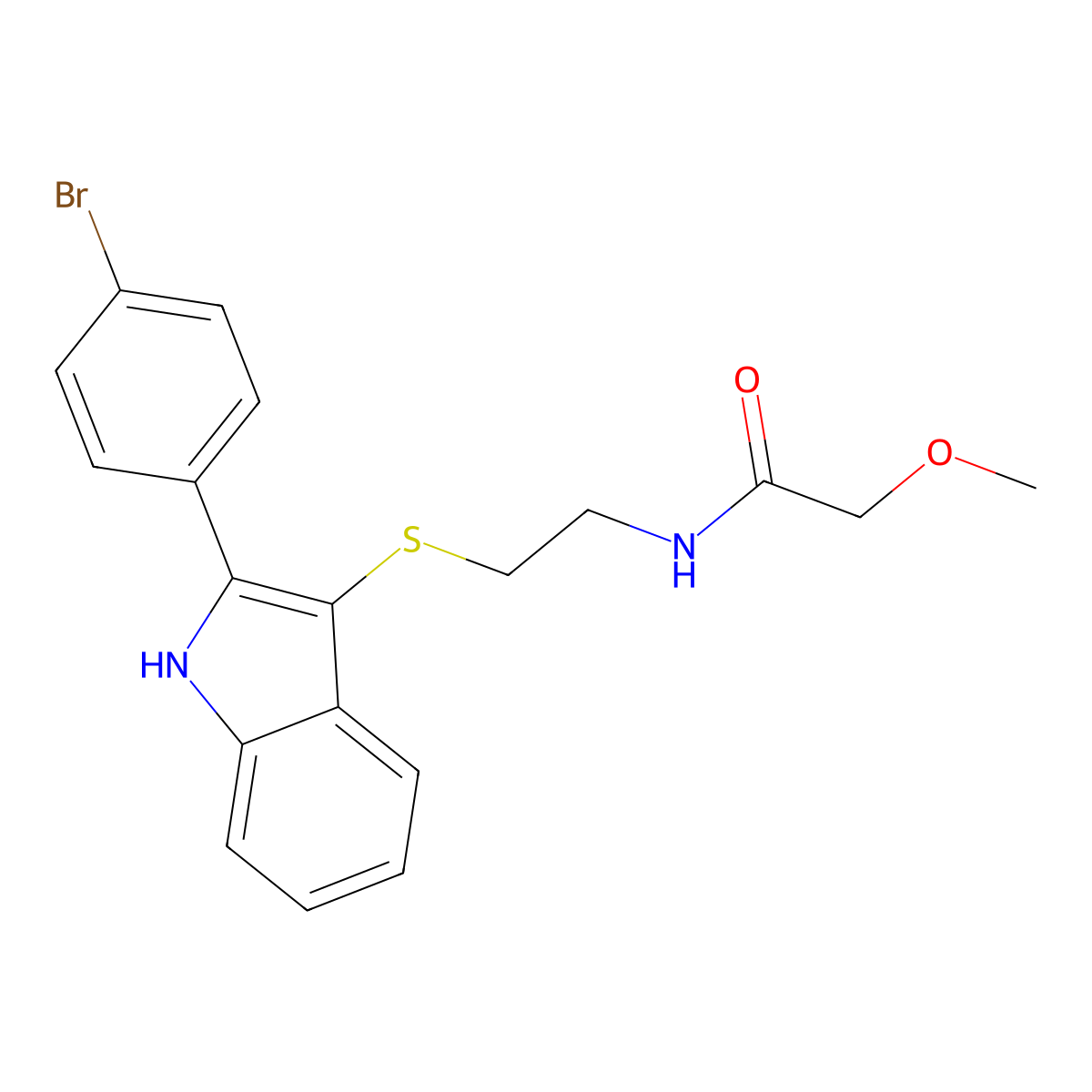 N-(2-{[2-(4-bromophenyl)-1H-indol-3-yl]sulfanyl}ethyl)-2-methoxyacetamide molecular structure, CAS 687574-42-1