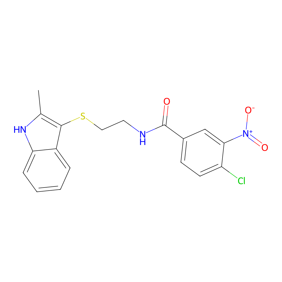 4-chloro-N-{2-[(2-methyl-1H-indol-3-yl)sulfanyl]ethyl}-3-nitrobenzamide molecular structure, CAS 687574-82-9