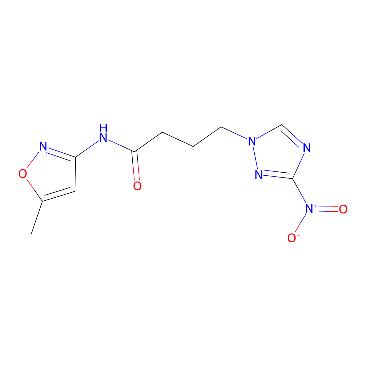 N-(5-methyl-3-isoxazolyl)-4-(3-nitro-1H-1,2,4-triazol-1-yl)butanamide molecular structure, CAS 687575-03-7