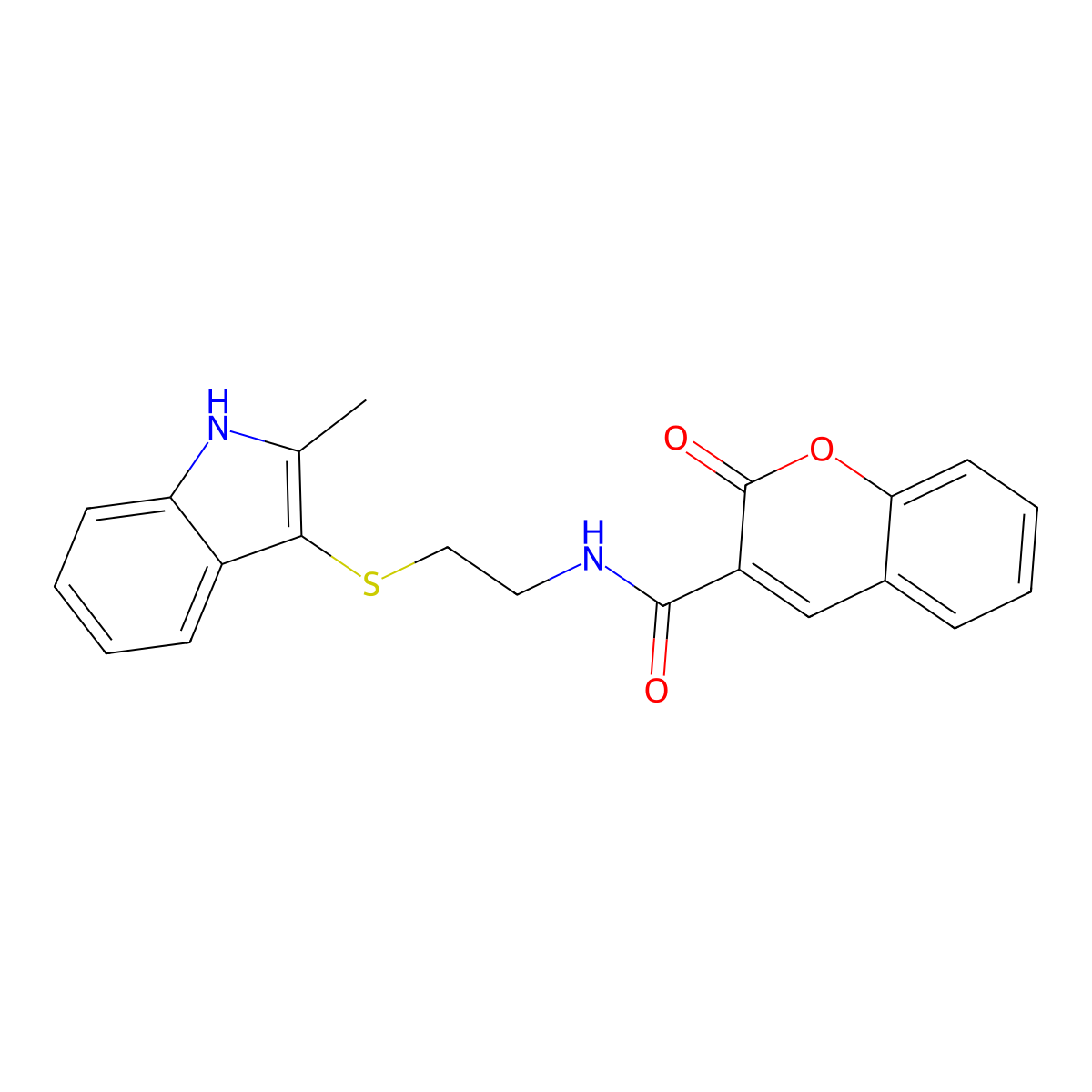 N-[2-[(2-methyl-1H-indol-3-yl)sulfanyl]ethyl]-2-oxochromene-3-carboxamide molecular structure, CAS 687575-04-8