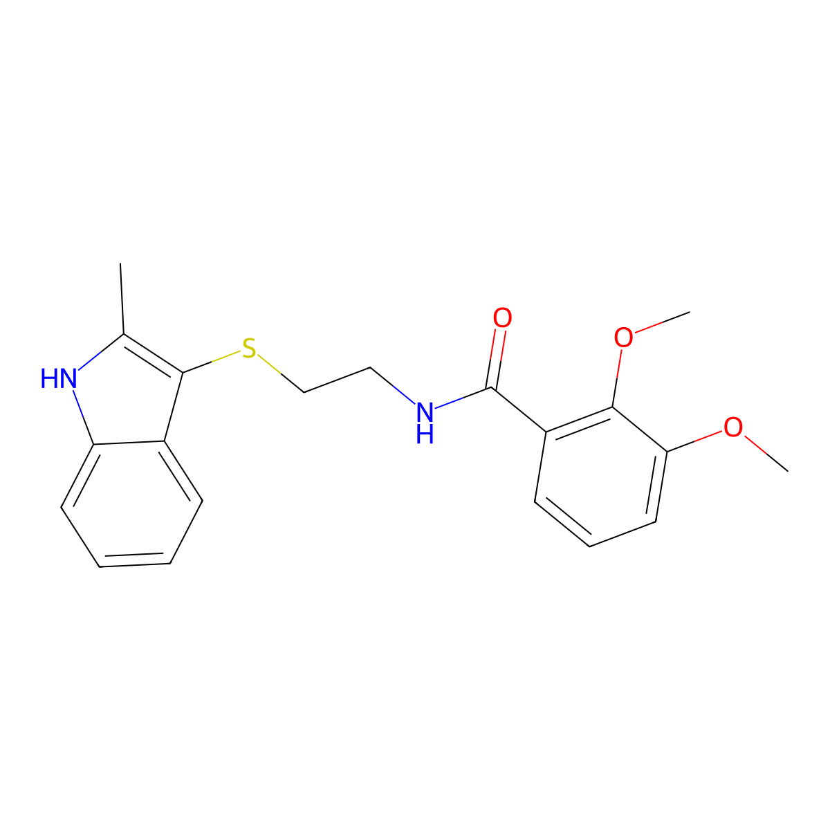2,3-dimethoxy-N-(2-((2-methyl-1H-indol-3-yl)thio)ethyl)benzamide molecular structure, CAS 687575-16-2