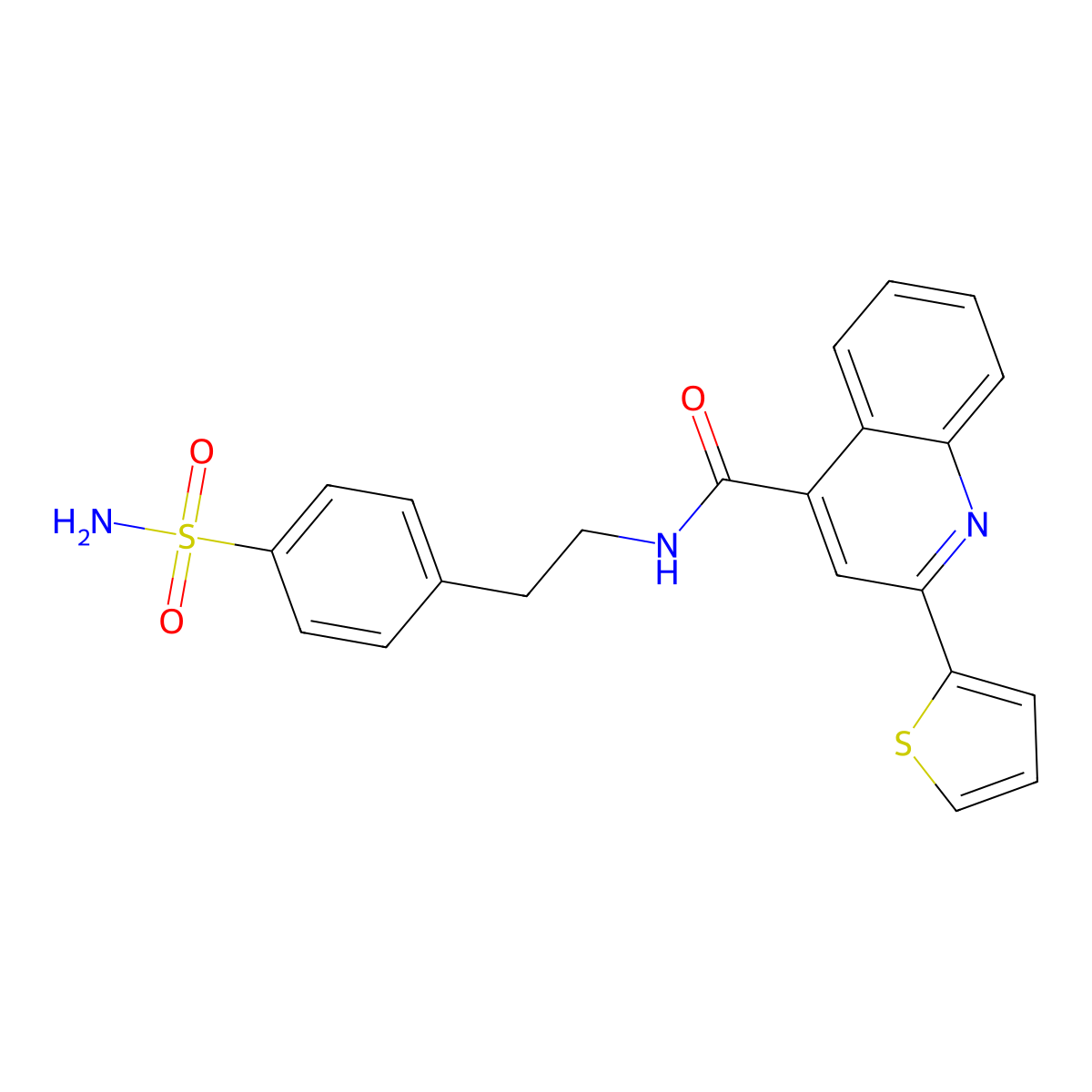 N-[2-(4-sulfamoylphenyl)ethyl]-2-(thiophen-2-yl)quinoline-4-carboxamide molecular structure, CAS 687576-28-9