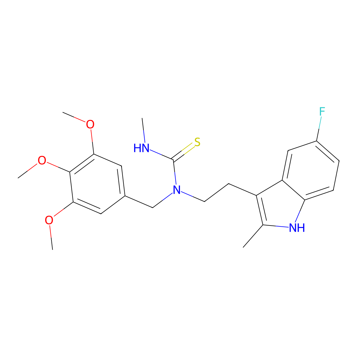 1-[2-(5-fluoro-2-methyl-1H-indol-3-yl)ethyl]-3-methyl-1-[(3,4,5-trimethoxyphenyl)methyl]thiourea molecular structure, CAS 687578-96-7