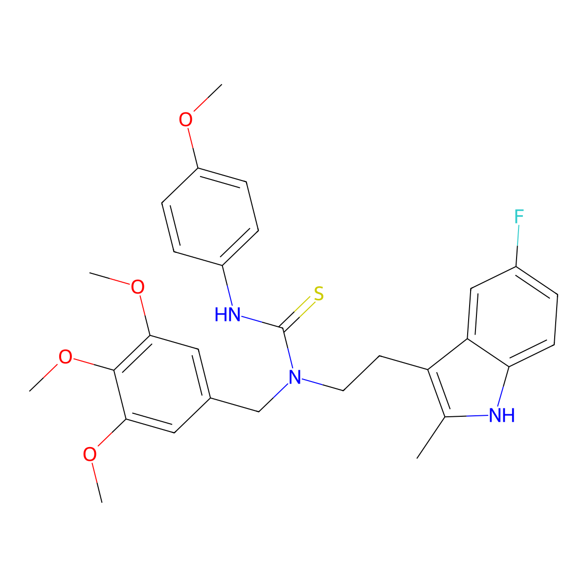 1-(2-(5-fluoro-2-methyl-1H-indol-3-yl)ethyl)-3-(4-methoxyphenyl)-1-(3,4,5-trimethoxybenzyl)thiourea molecular structure, CAS 687579-01-7