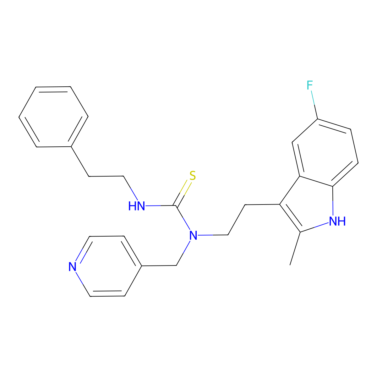 1-(2-(5-fluoro-2-methyl-1H-indol-3-yl)ethyl)-3-phenethyl-1-(pyridin-4-ylmethyl)thiourea molecular structure, CAS 687579-07-3