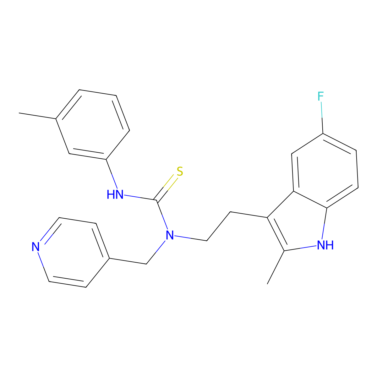 1-(2-(5-fluoro-2-methyl-1H-indol-3-yl)ethyl)-1-(pyridin-4-ylmethyl)-3-(m-tolyl)thiourea molecular structure, CAS 687579-10-8