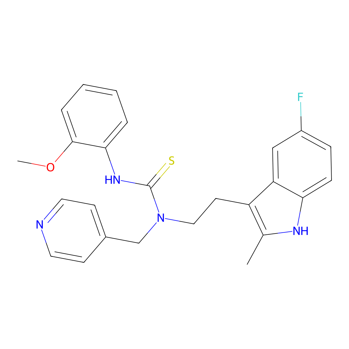 1-[2-(5-fluoro-2-methyl-1H-indol-3-yl)ethyl]-3-(2-methoxyphenyl)-1-(pyridin-4-ylmethyl)thiourea molecular structure, CAS 687579-14-2