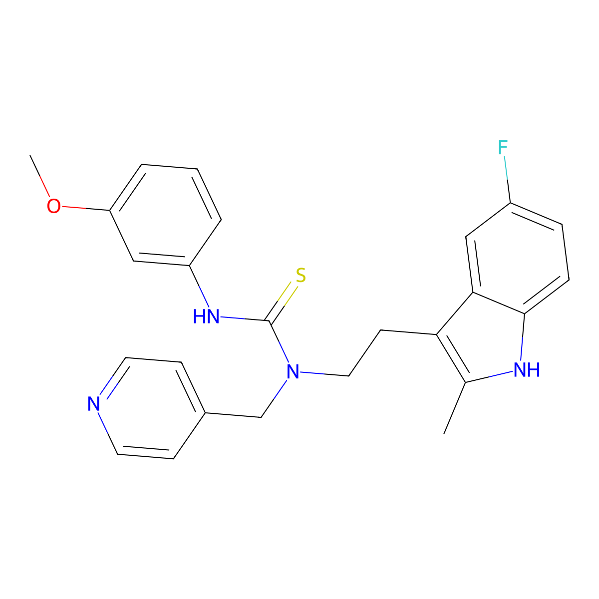 1-[2-(5-fluoro-2-methyl-1H-indol-3-yl)ethyl]-3-(3-methoxyphenyl)-1-(pyridin-4-ylmethyl)thiourea molecular structure, CAS 687579-15-3