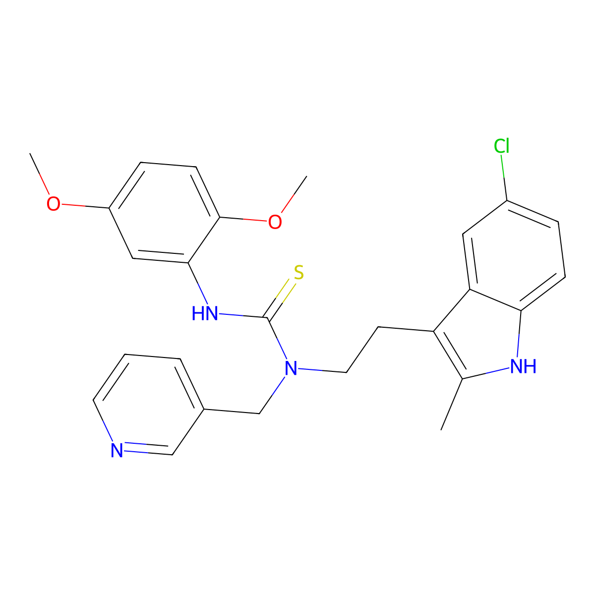 1-(2-(5-chloro-2-methyl-1H-indol-3-yl)ethyl)-3-(2,5-dimethoxyphenyl)-1-(pyridin-3-ylmethyl)thiourea molecular structure, CAS 687579-45-9