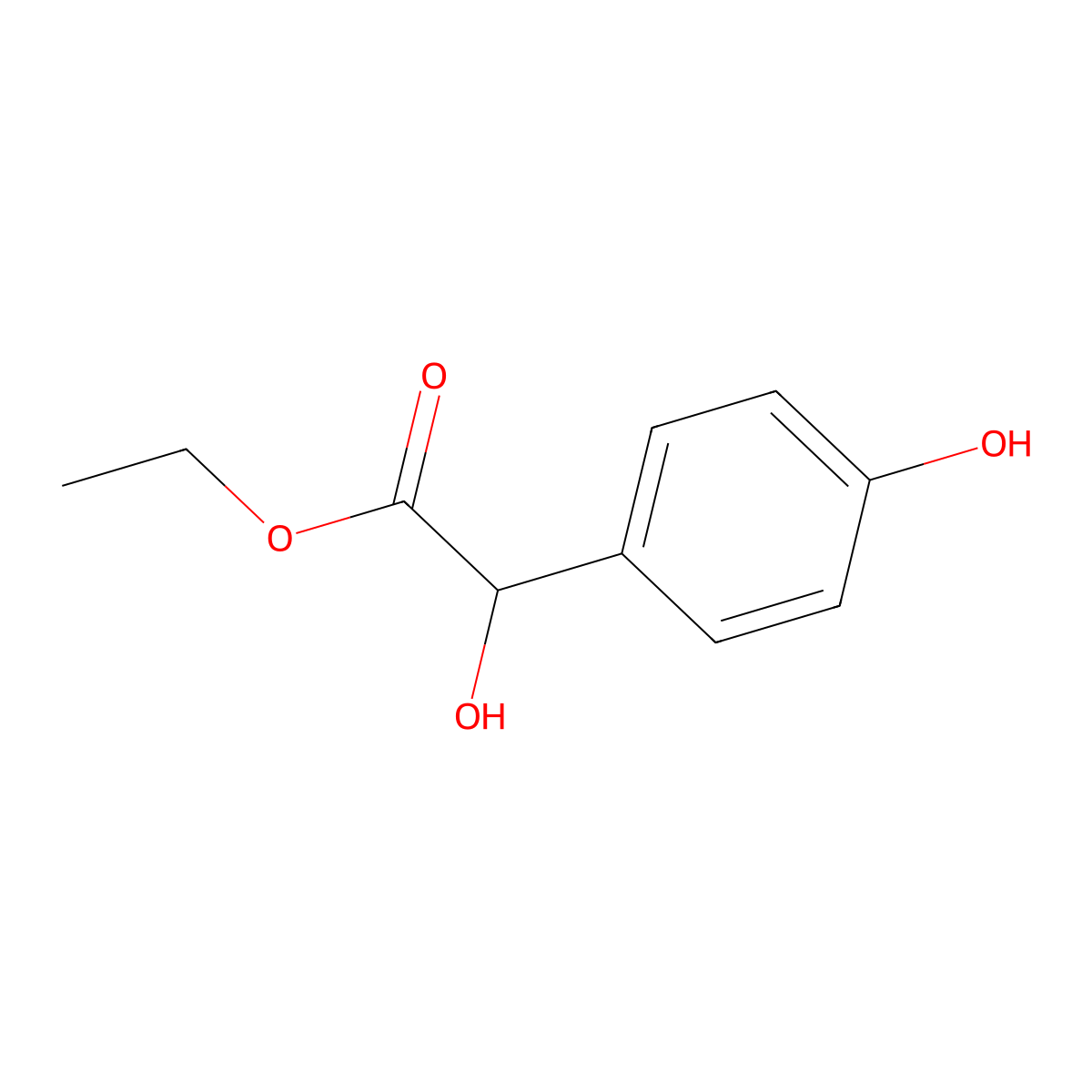 Benzeneacetic acid, alpha,4-dihydroxy-, ethyl ester molecular structure, CAS 68758-68-9