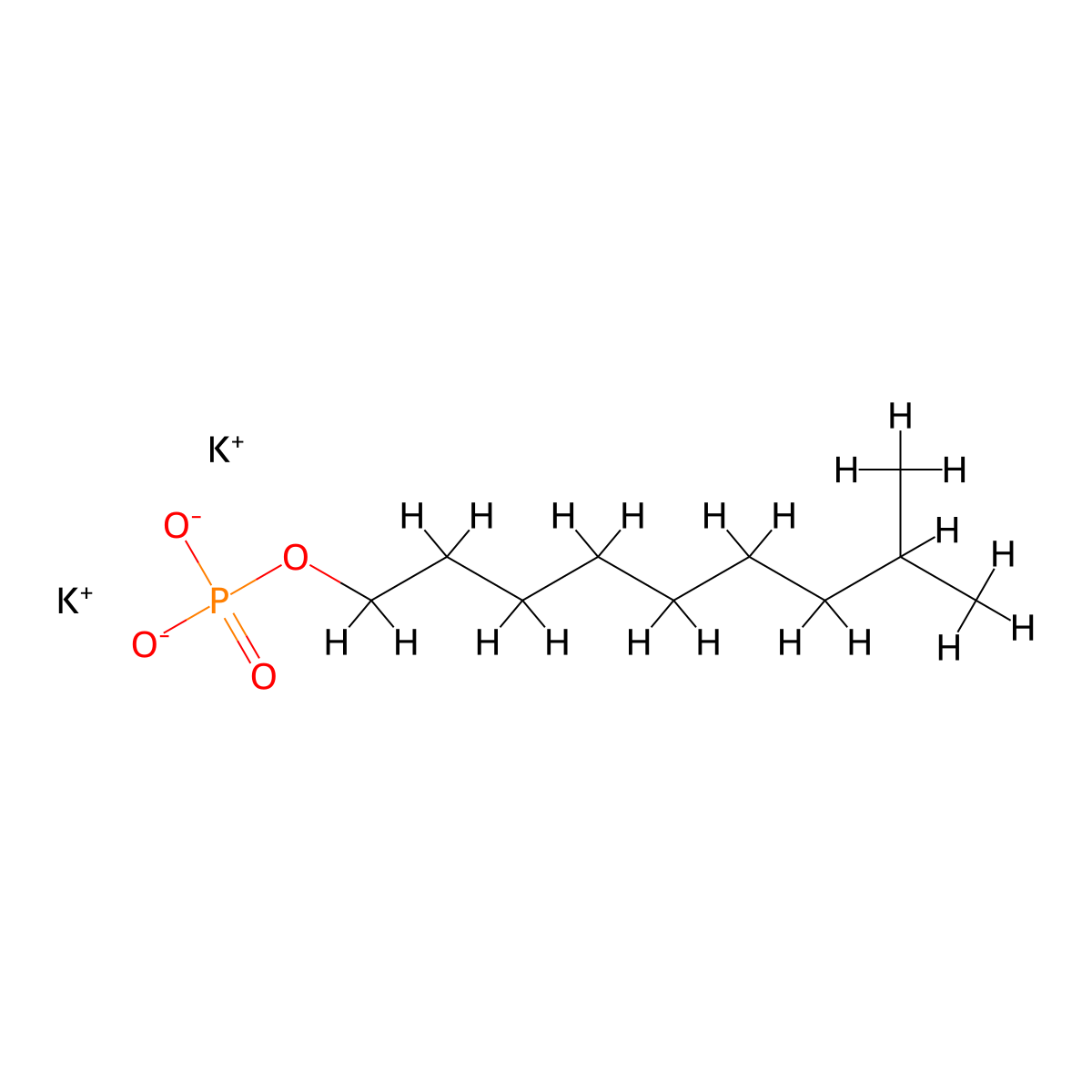 Phosphoric acid, isodecyl ester, potassium salt molecular structure, CAS 68758-78-1