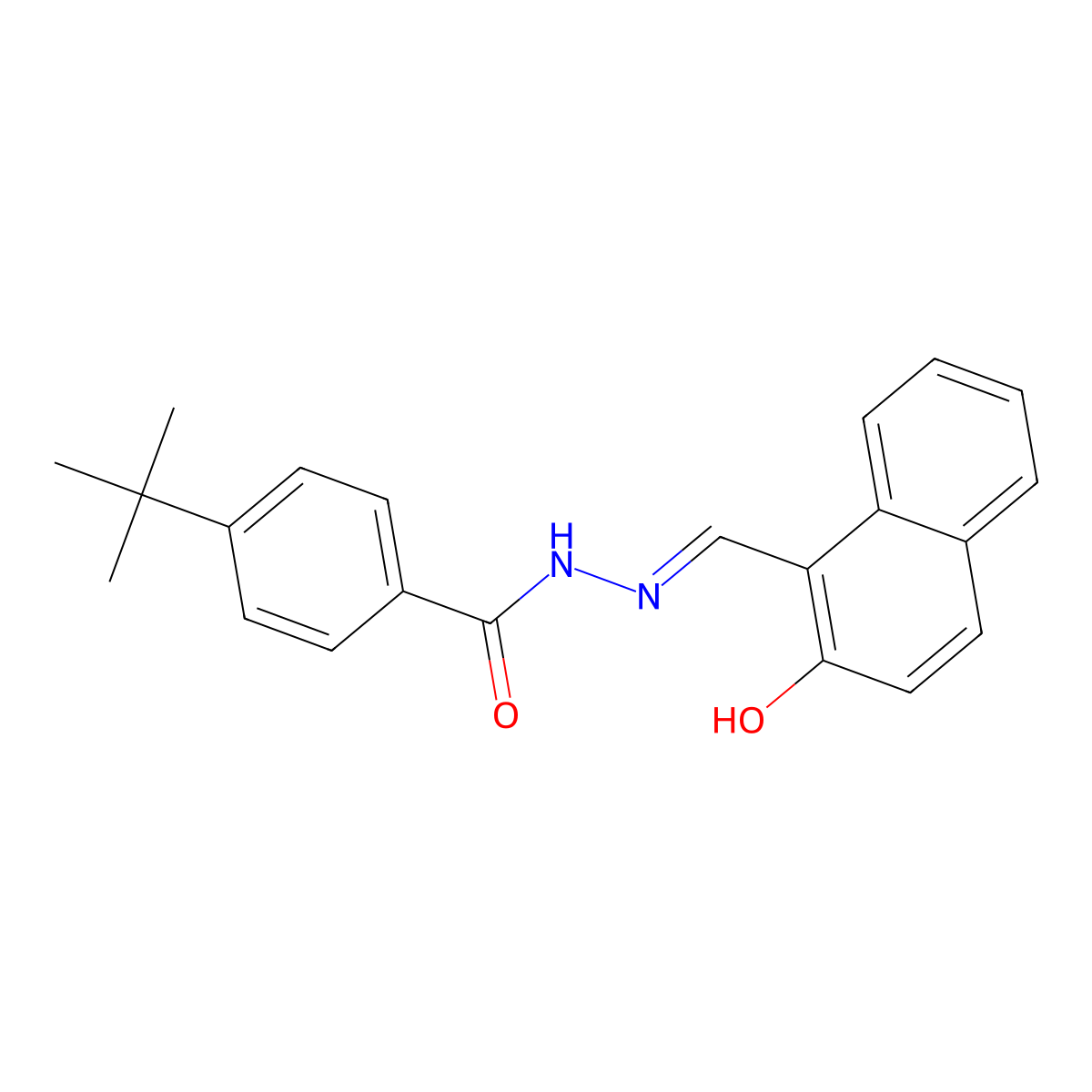 P-(tert-butyl)[(2-hydroxy-1-naphthyl)methylene]benzohydrazide molecular structure, CAS 68758-85-0