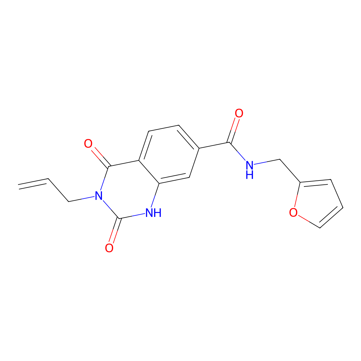 N-(furan-2-ylmethyl)-2,4-dioxo-3-prop-2-enyl-1H-quinazoline-7-carboxamide molecular structure, CAS 687580-03-6