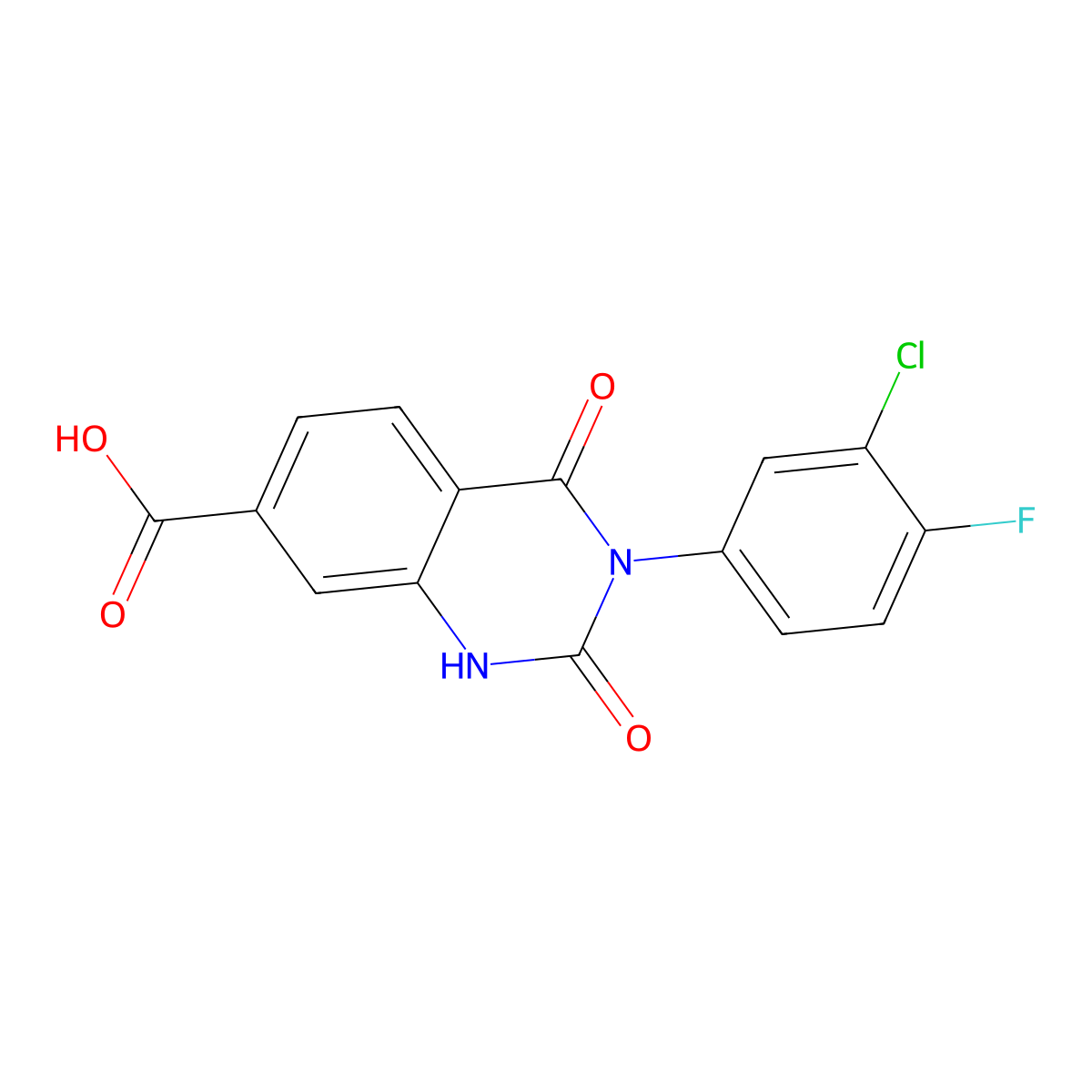 3-(3-Chloro-4-fluorophenyl)-2,4-dioxo-1,2,3,4-tetrahydroquinazoline-7-carboxylic acid molecular structure, CAS 687580-06-9
