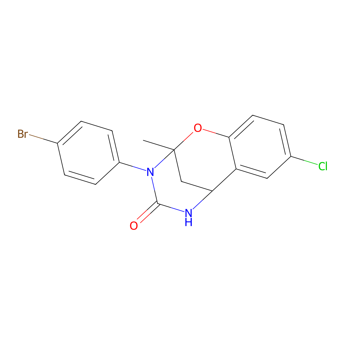 3-(4-bromophenyl)-8-chloro-2-methyl-5,6-dihydro-2H-2,6-methanobenzo[g][1,3,5]oxadiazocin-4(3H)-one molecular structure, CAS 687580-17-2