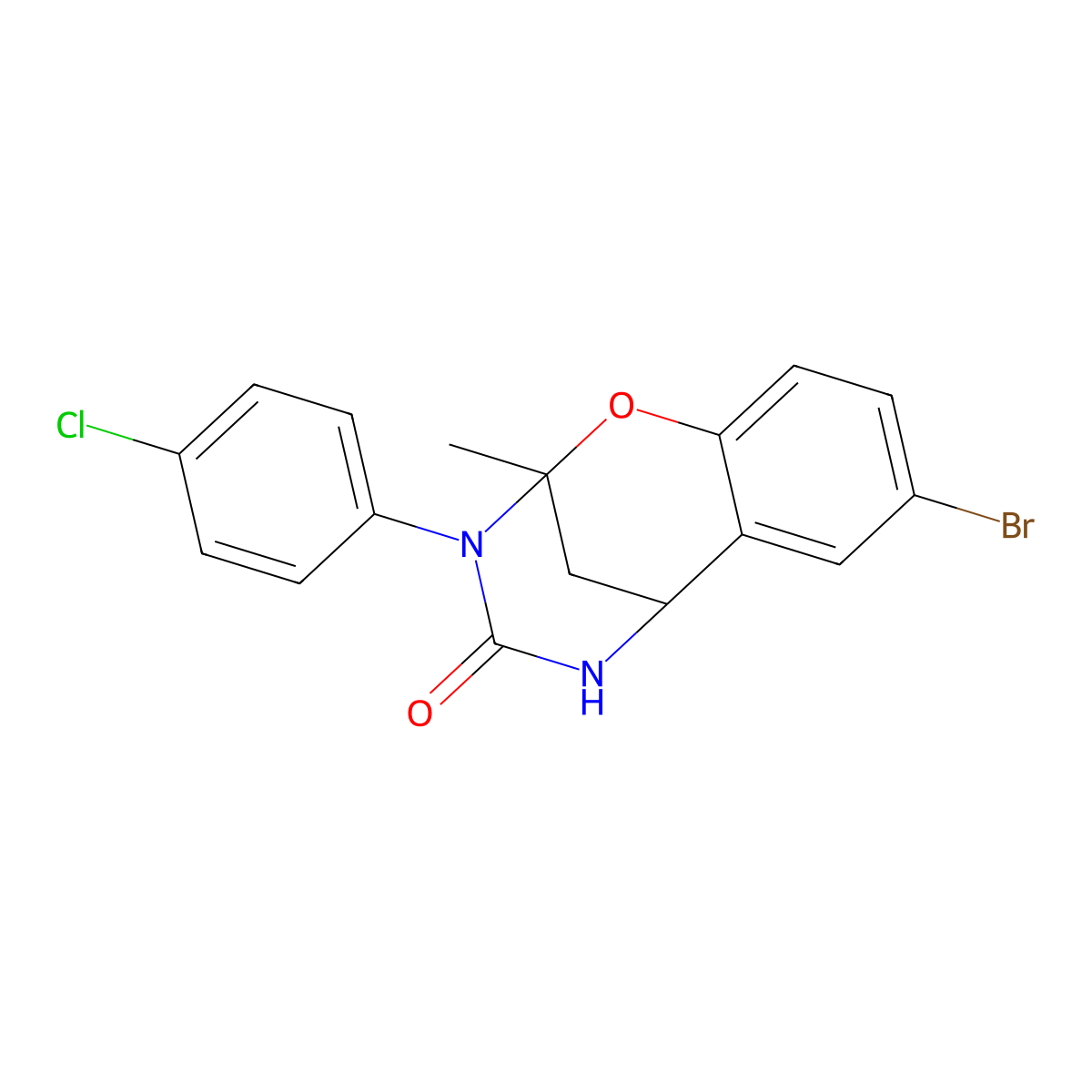 8-bromo-3-(4-chlorophenyl)-2-methyl-5,6-dihydro-2H-2,6-methanobenzo[g][1,3,5]oxadiazocin-4(3H)-one molecular structure, CAS 687580-22-9