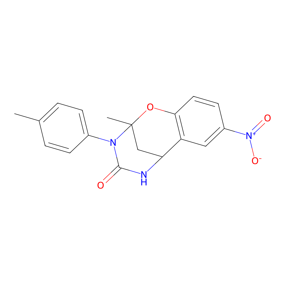 2-methyl-8-nitro-3-(p-tolyl)-5,6-dihydro-2H-2,6-methanobenzo[g][1,3,5]oxadiazocin-4(3H)-one molecular structure, CAS 687580-31-0