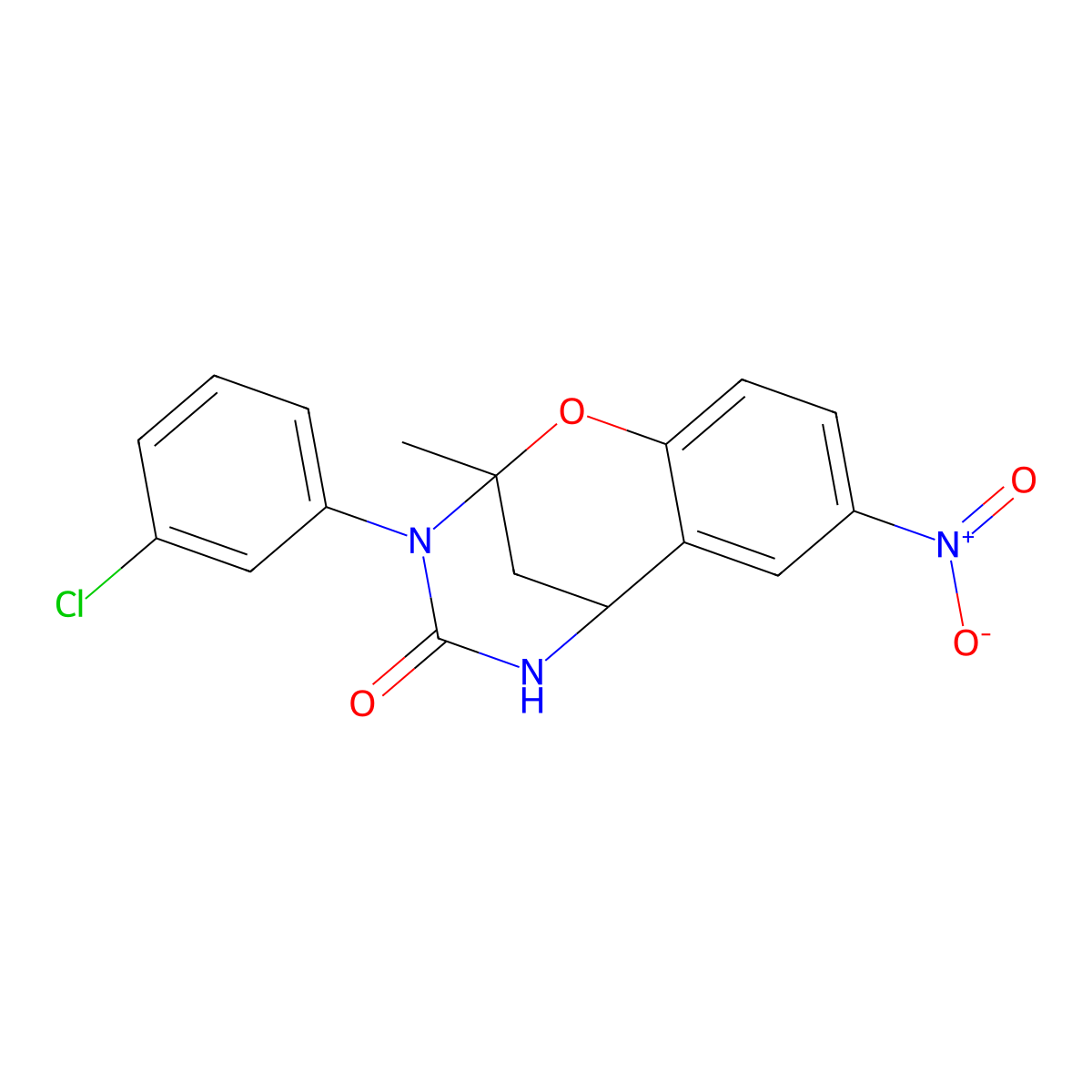 3-(3-chlorophenyl)-2-methyl-8-nitro-2,3,5,6-tetrahydro-4H-2,6-methano-1,3,5-benzoxadiazocin-4-one molecular structure, CAS 687580-33-2