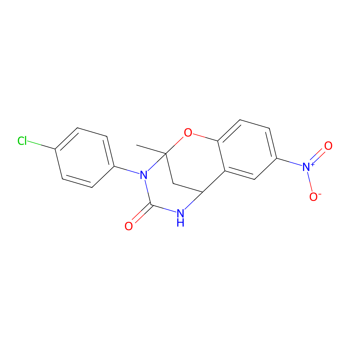 3-(4-chlorophenyl)-2-methyl-8-nitro-5,6-dihydro-2H-2,6-methanobenzo[g][1,3,5]oxadiazocin-4(3H)-one molecular structure, CAS 687580-34-3