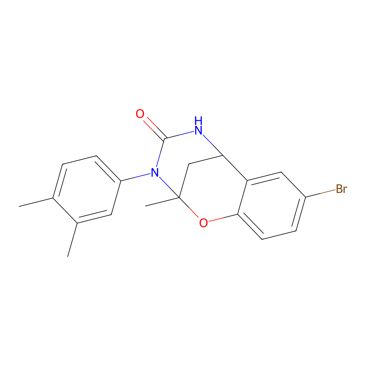 8-bromo-3-(3,4-dimethylphenyl)-2-methyl-5,6-dihydro-2H-2,6-methanobenzo[g][1,3,5]oxadiazocin-4(3H)-one molecular structure, CAS 687580-39-8