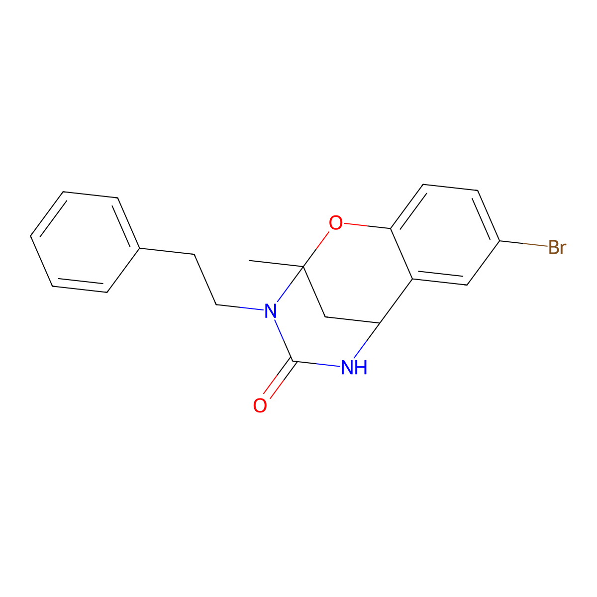 8-bromo-2-methyl-3-phenethyl-5,6-dihydro-2H-2,6-methanobenzo[g][1,3,5]oxadiazocin-4(3H)-one molecular structure, CAS 687580-42-3